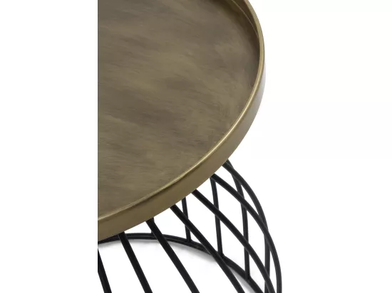 Table d'appoint en métal noir et plateau doré
