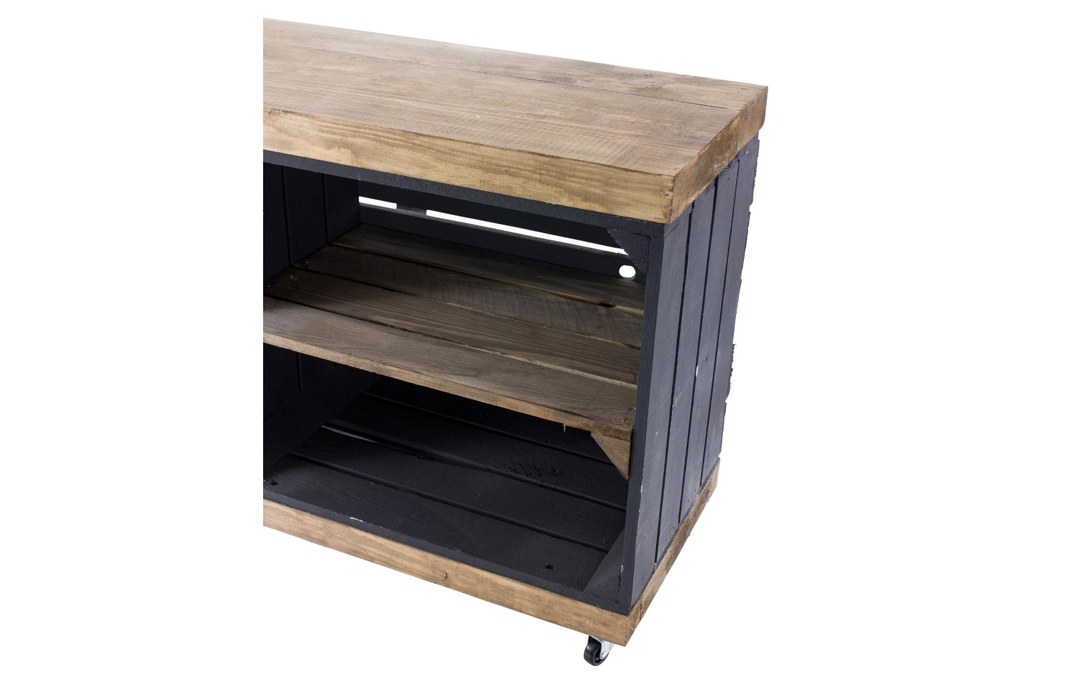 Regal auf Rollen Vintage, Schwarz / Braun, 100 x 50 cm<br>Vintage Regal auf Rollen