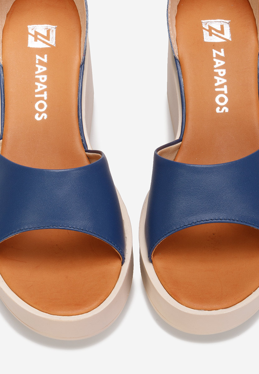Sandales à plateforme en cuir marine Salegia