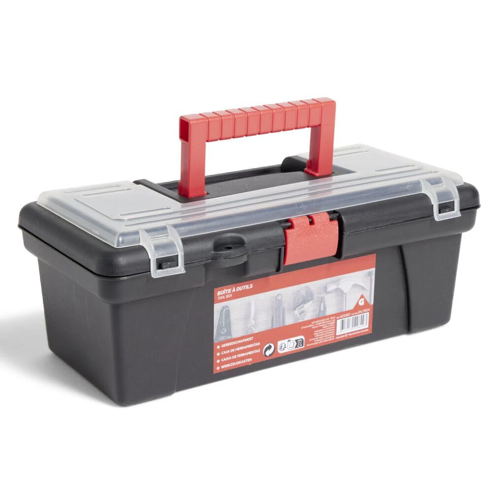 Boîte à outils plastique noir et rouge 30x14xH11cm