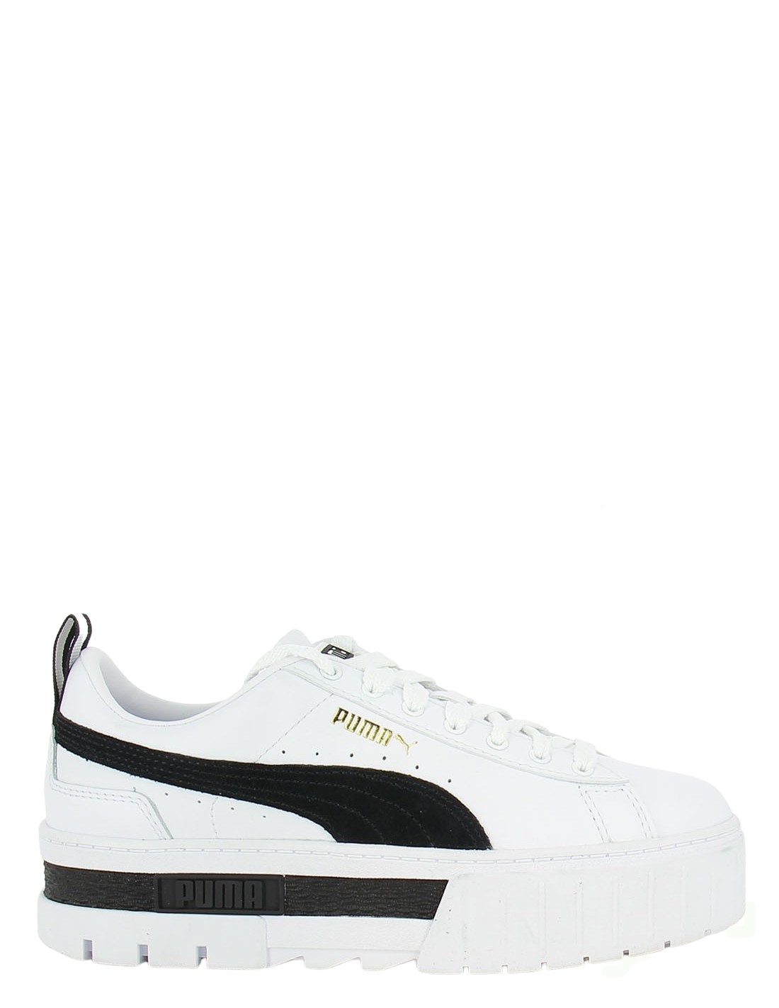 puma sneakers compensées femme mayze lth cuir blanc/noir