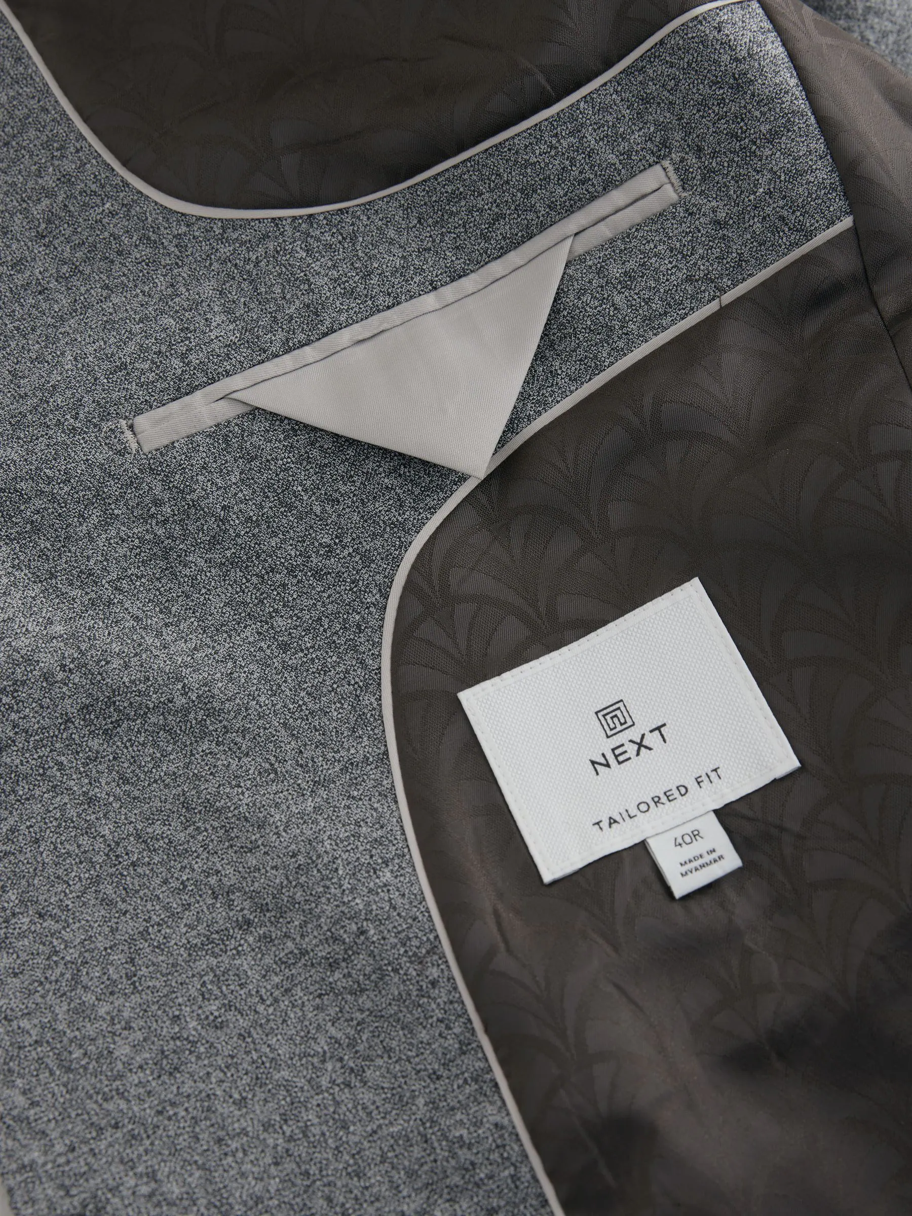 Grijs - Tailored Fit Merino Wool Blend Suit Jacket