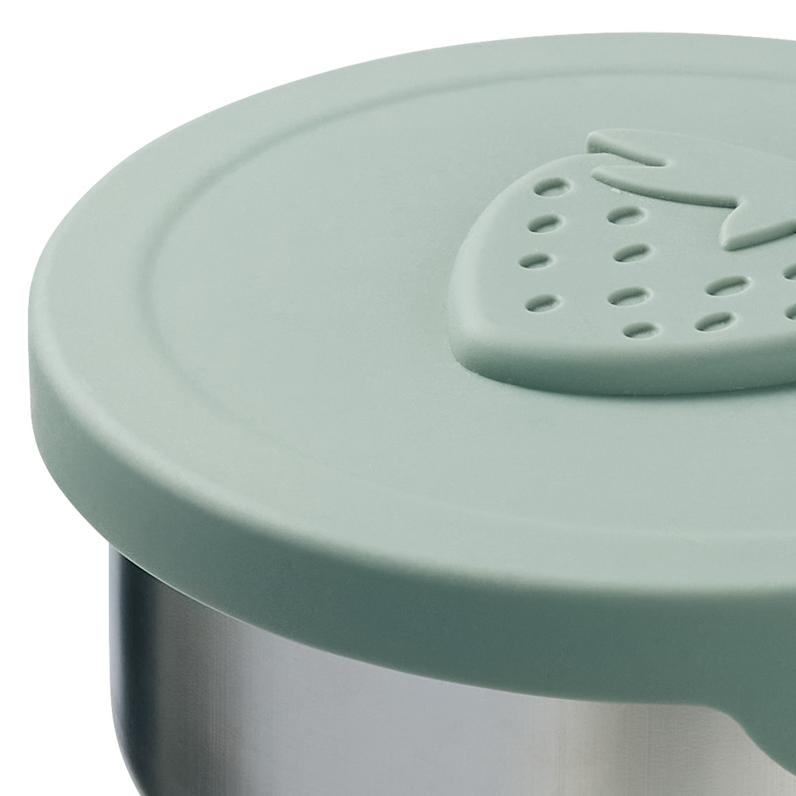Topolino Pure Collection Runde Brotdose aus Edelstahl salbei / silber