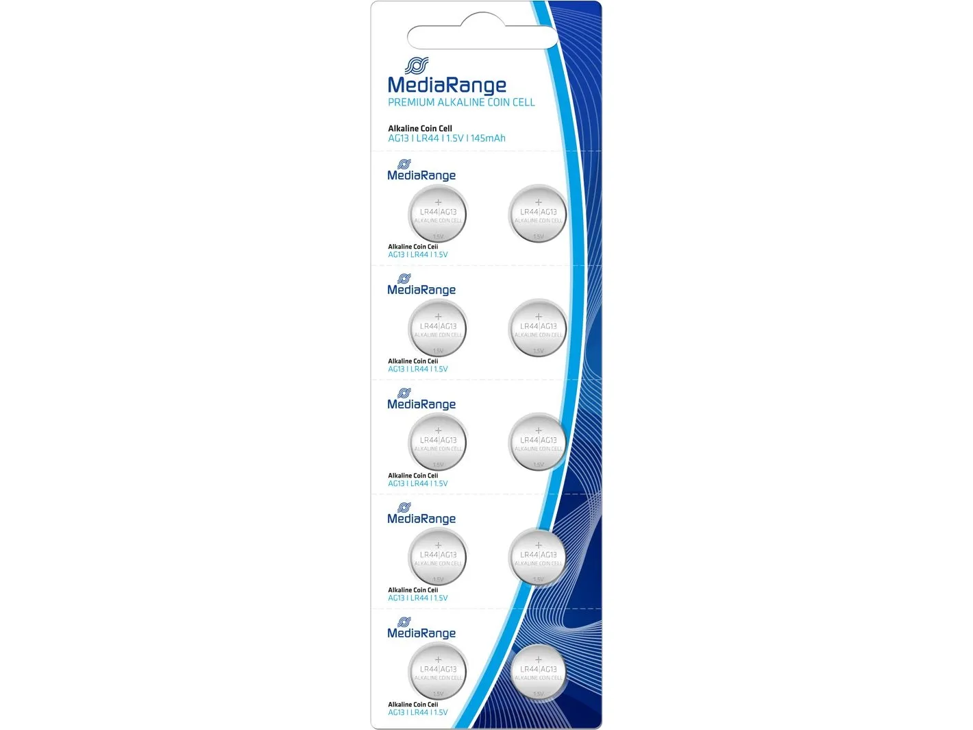 MediaRange - Batteri 10 x LR44 - Alkalisk - 145 mAh