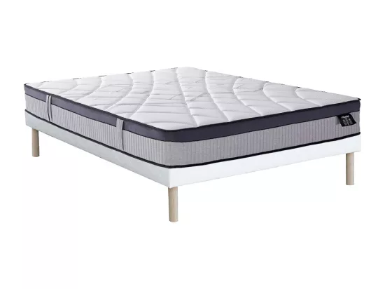 Ensemble 140 x 190 cm sommier tapissier + matelas hybride ressorts ensachés 5 zones et mousse à mémoire de forme ép.30cm - PATNOS de YSMÉE