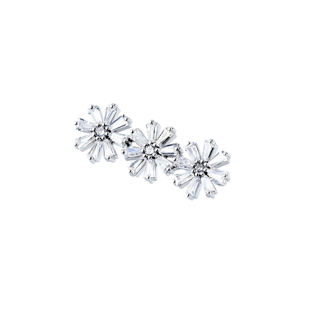 Broche Argent Blanc Vinal Oxydes De Zirconium