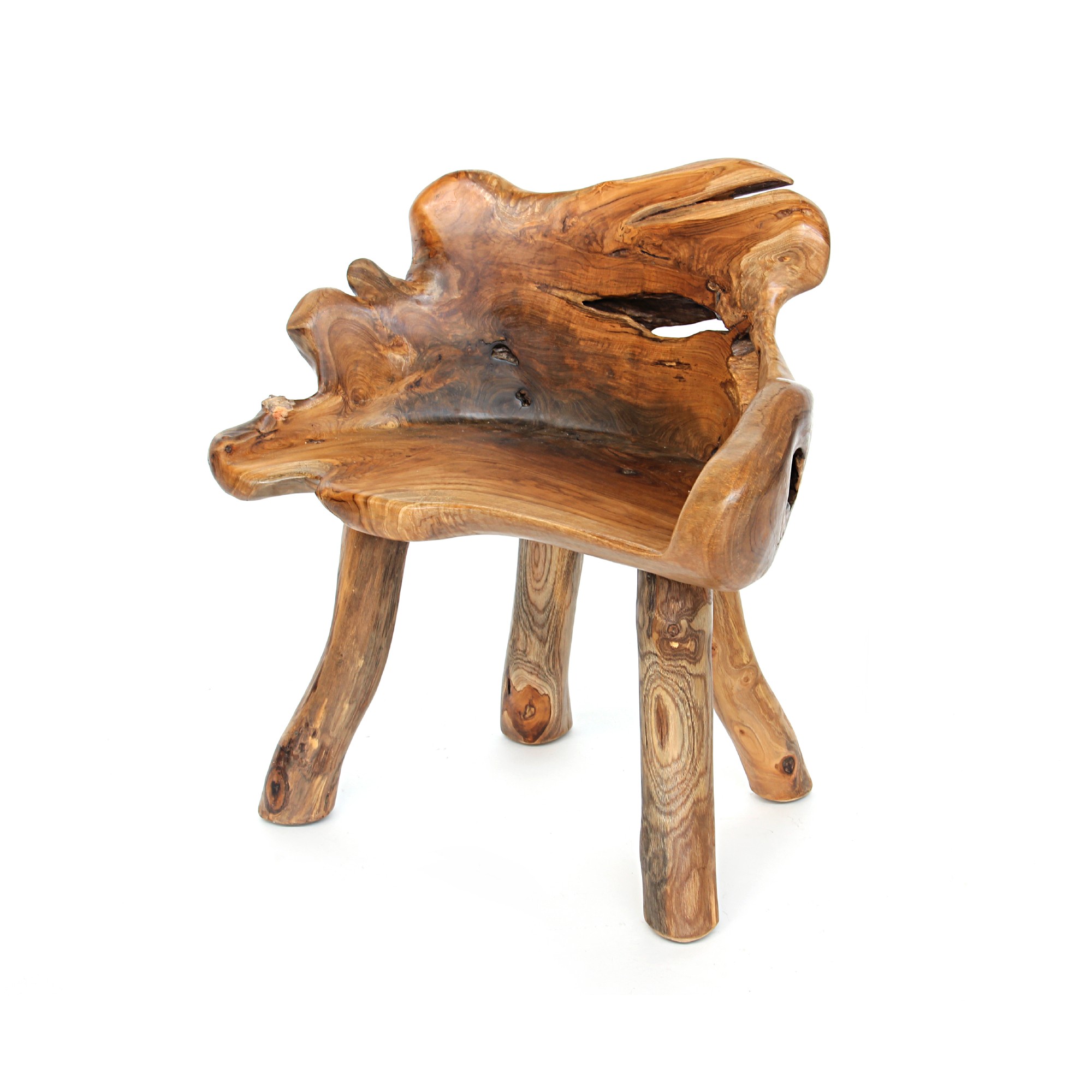 Wurzelholz-Sessel, Teak natur, T 50 cm, B 70 cm, H 70 cm von fischer's lagerhaus