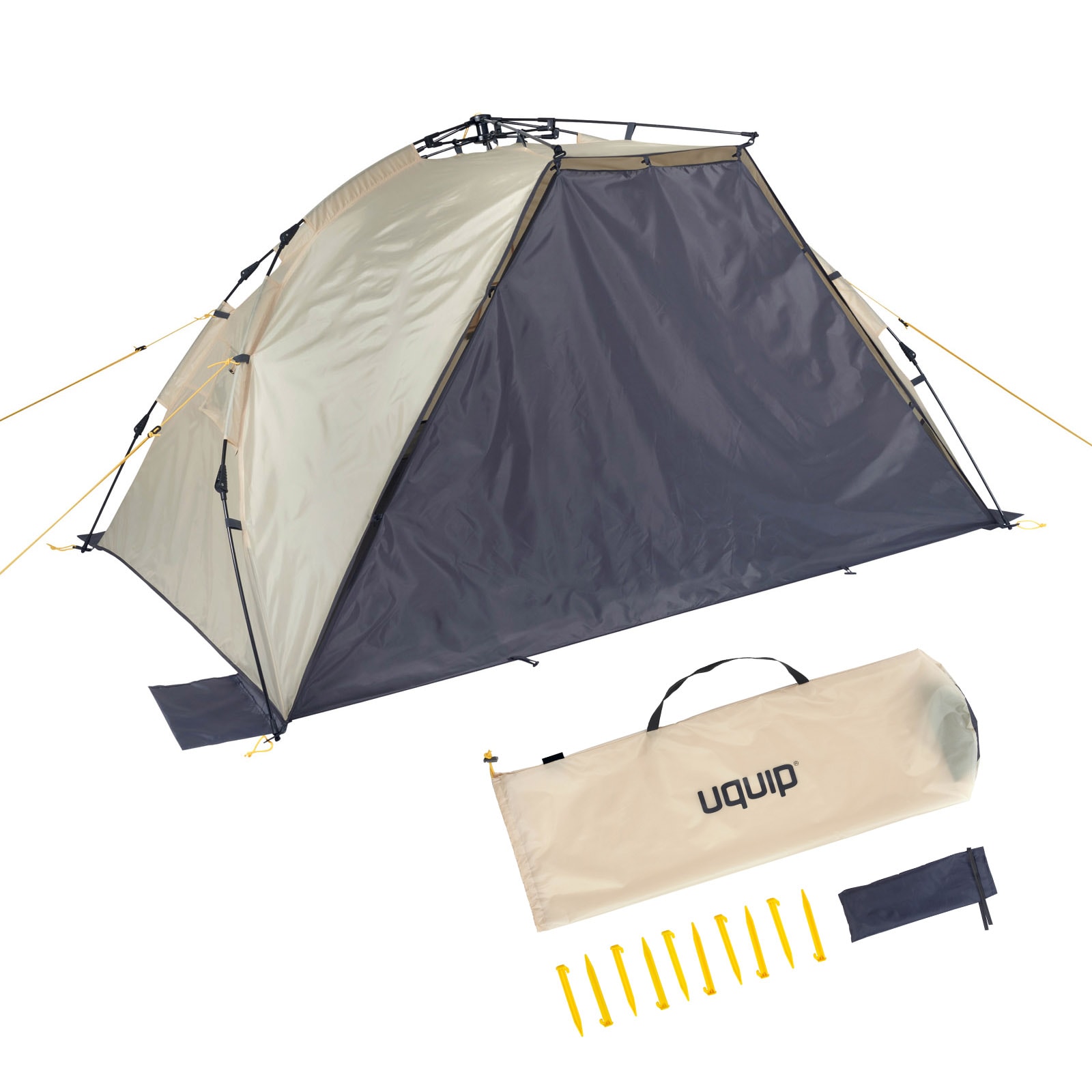UQUIP Automatik Strandmuschel Speedy XL Strandzelt Reise Wind Sonnen Schutz UV50 Farbe: Petrol/grey