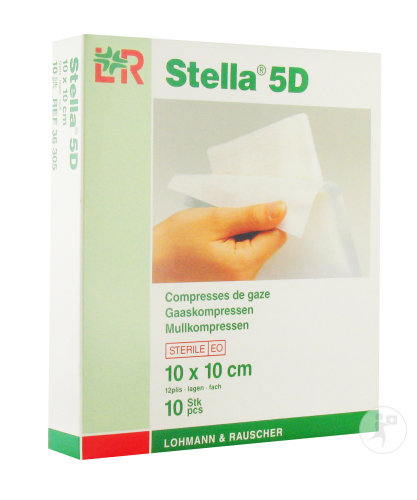 Lohmann & Rauscher Stella 5D Compresse De Gaze Stérile 10x10cm 10 Pièces (36305)