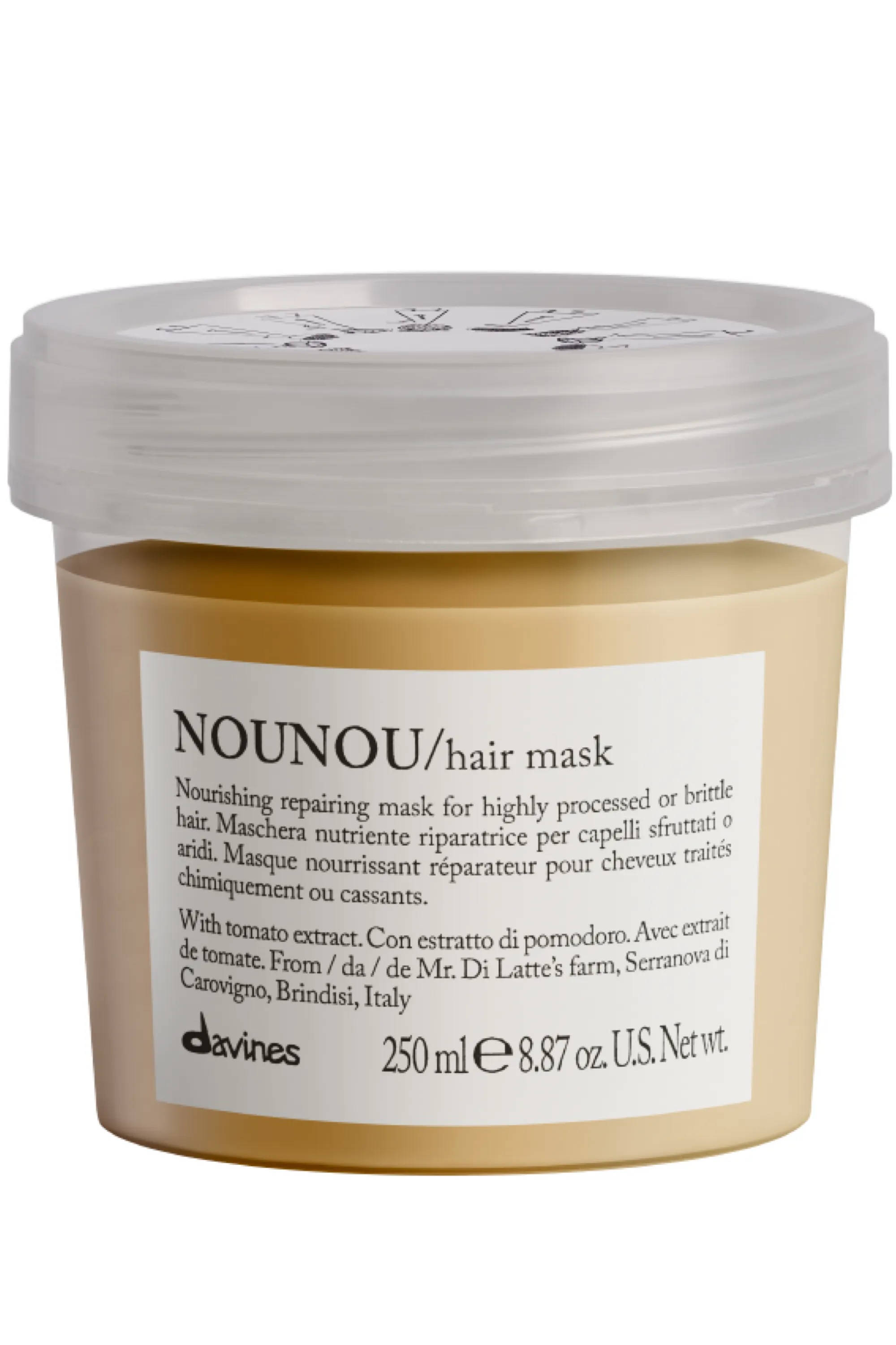 Davines Masque nourrissant pour cheveux décolorés ou lissés Nounou-250 ml