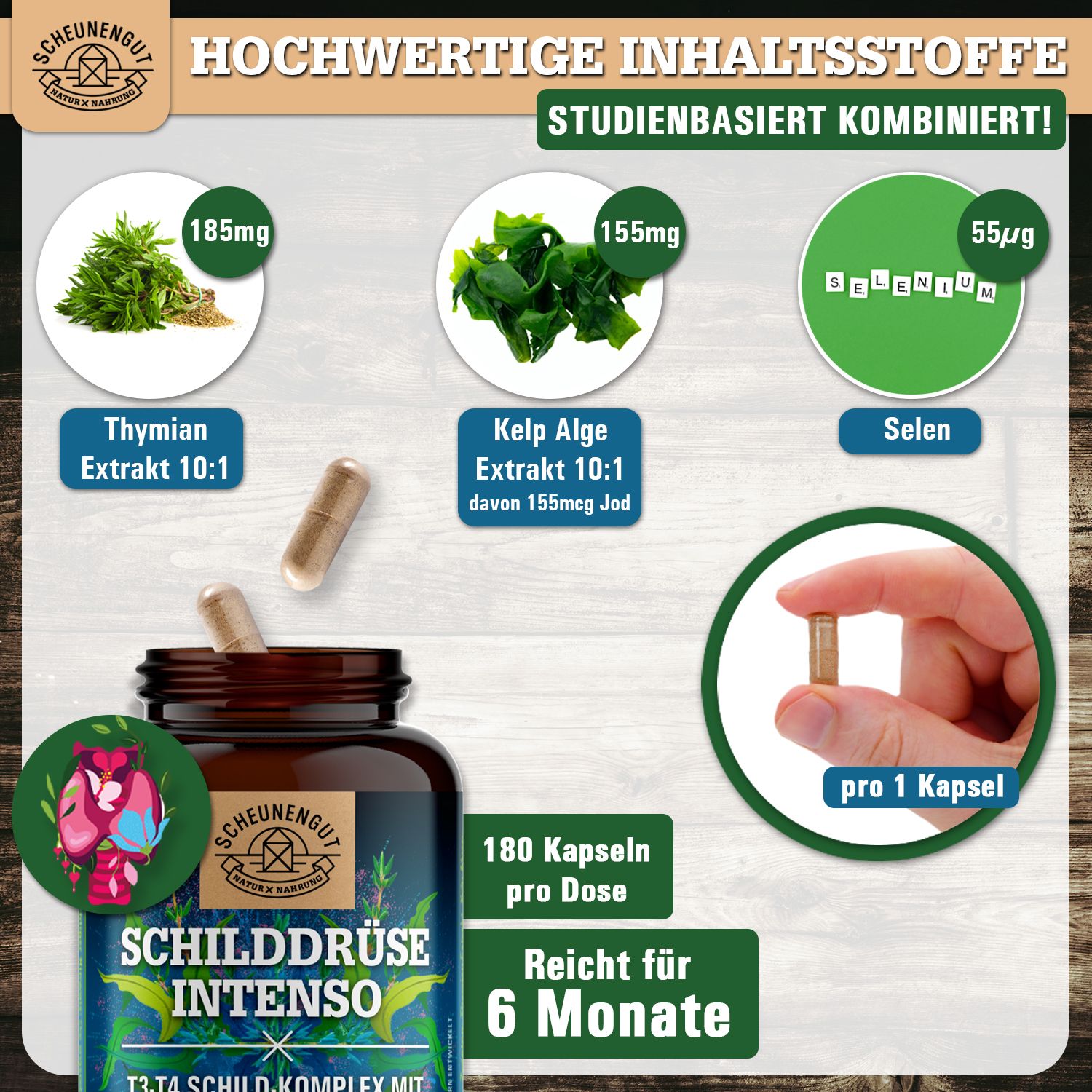 Scheunengut® SCHILDDRÜSE INTENSO | Jod Selen Komplex | Schilddrüse Kapseln