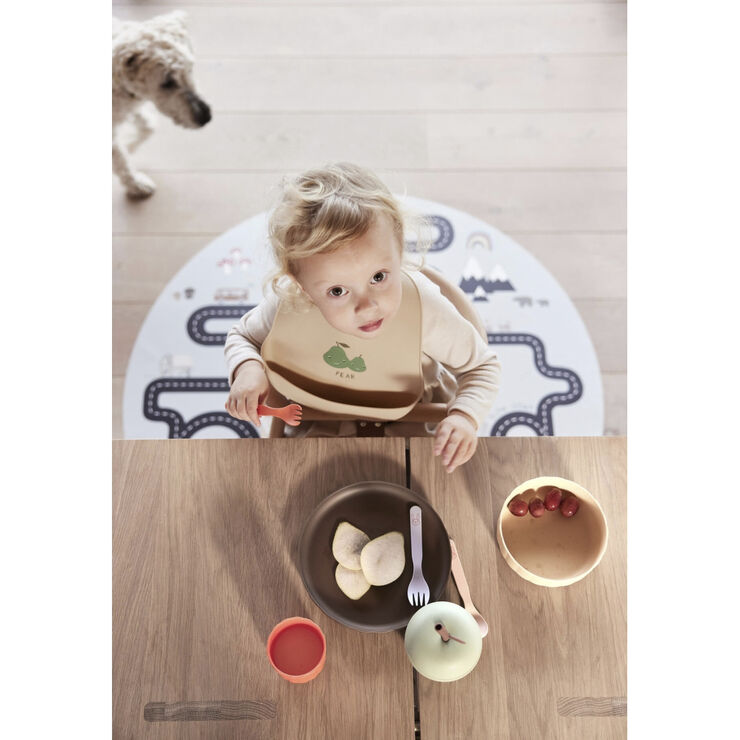 OYOY MINI Pullo Tallerken & Skål - Sæt af 2 Taupe / vanilla