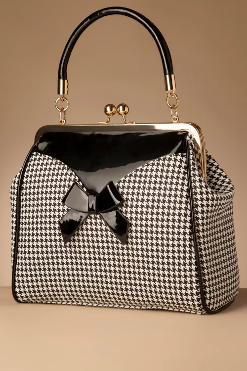 Banned Retro Marilyn Houndstooth handtas in zwart