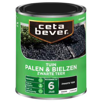 CetaBever zwarte teer Palen & Bielzen zijdeglans dekkend 750 ml