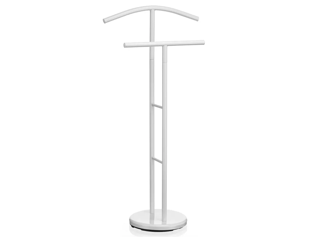 Valet de chambre LAURENZ valet de nuit porte vêtements support veste en métal laqué blanc