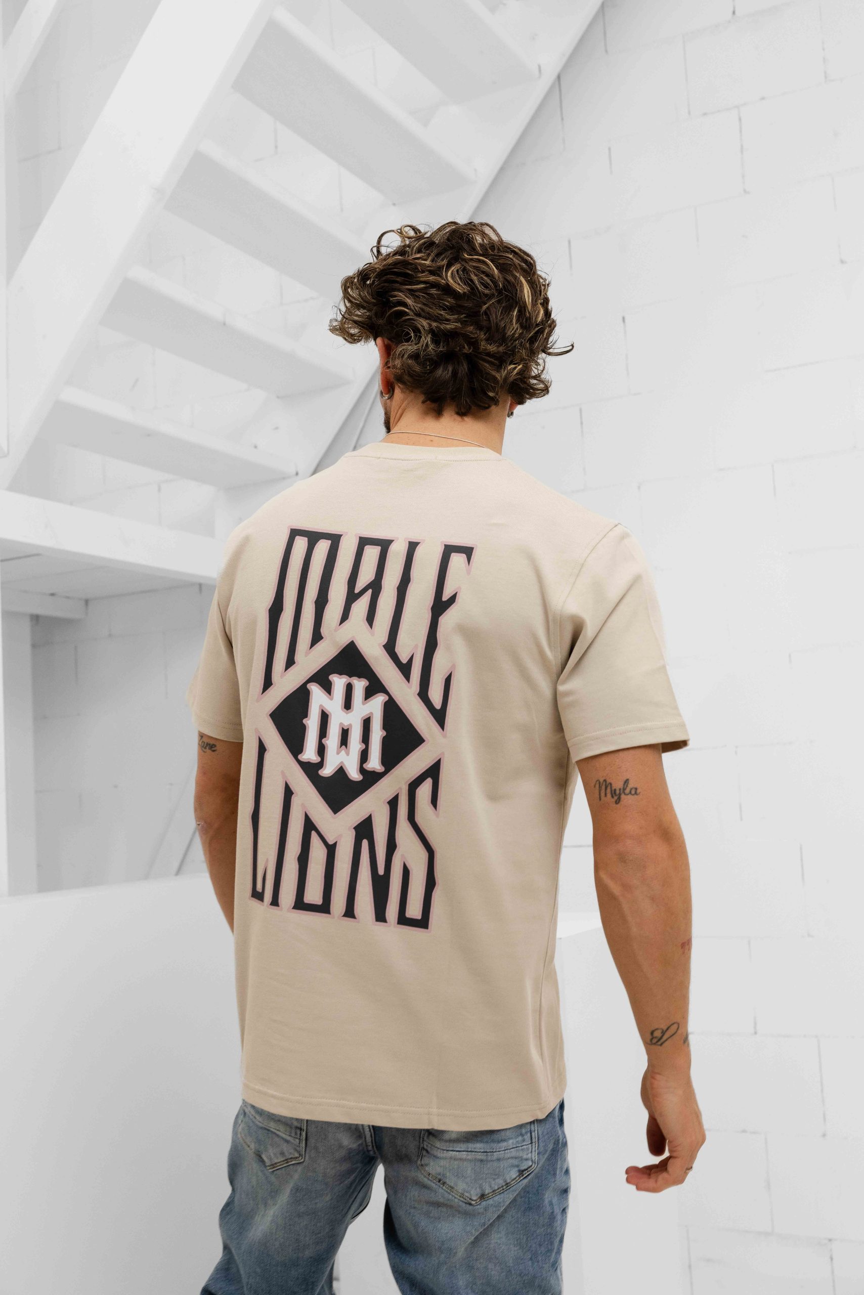 Malelions Gothic Tile T-Shirt Heren Beige