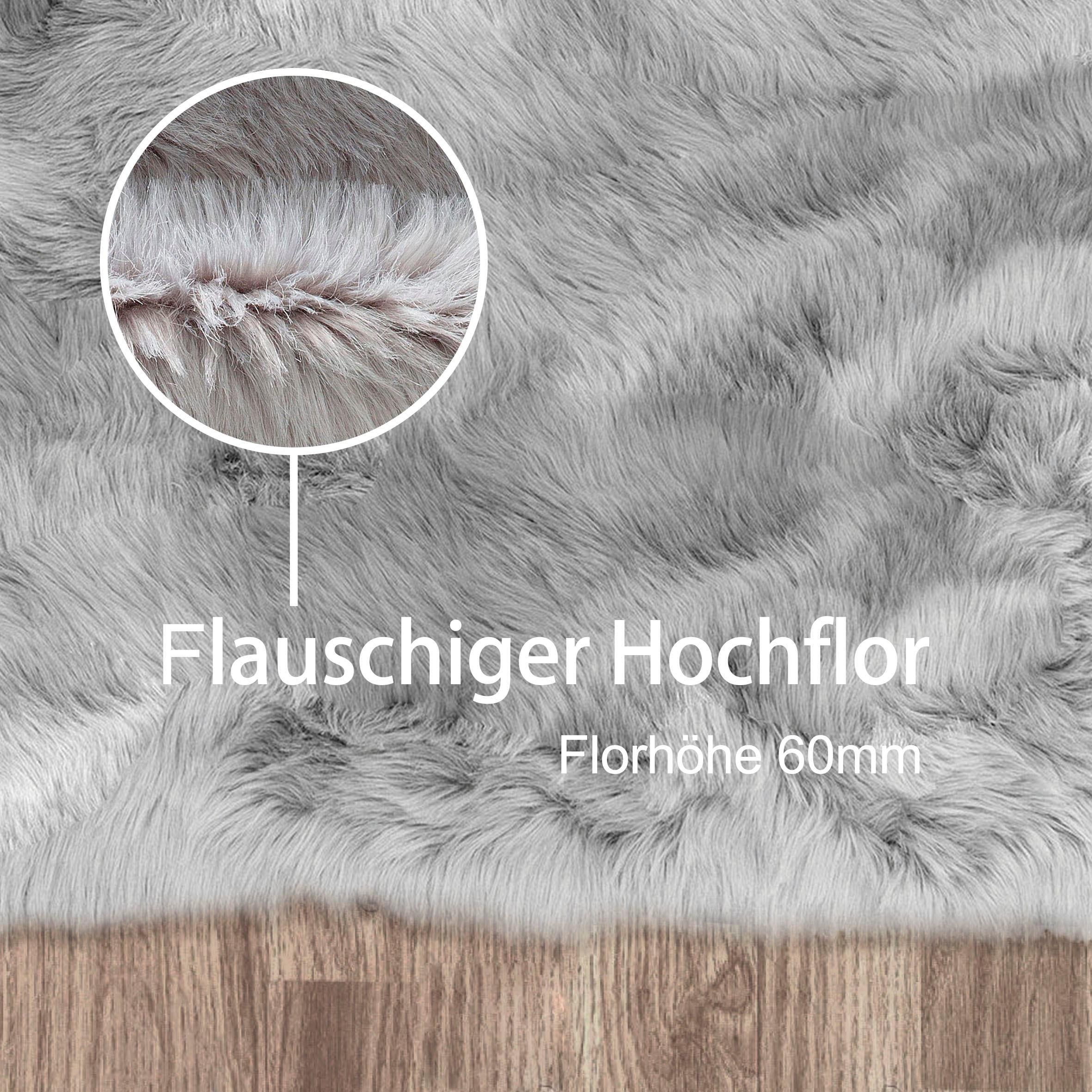 my home Hochflor-Teppich »Valeria, Fellteppich, kuschelig, flauschig« rechteckig 60 mm Höhe Kunstfell, weiche Teppiche, Wohnzimmer, Schlafzimmer, Esszimmer