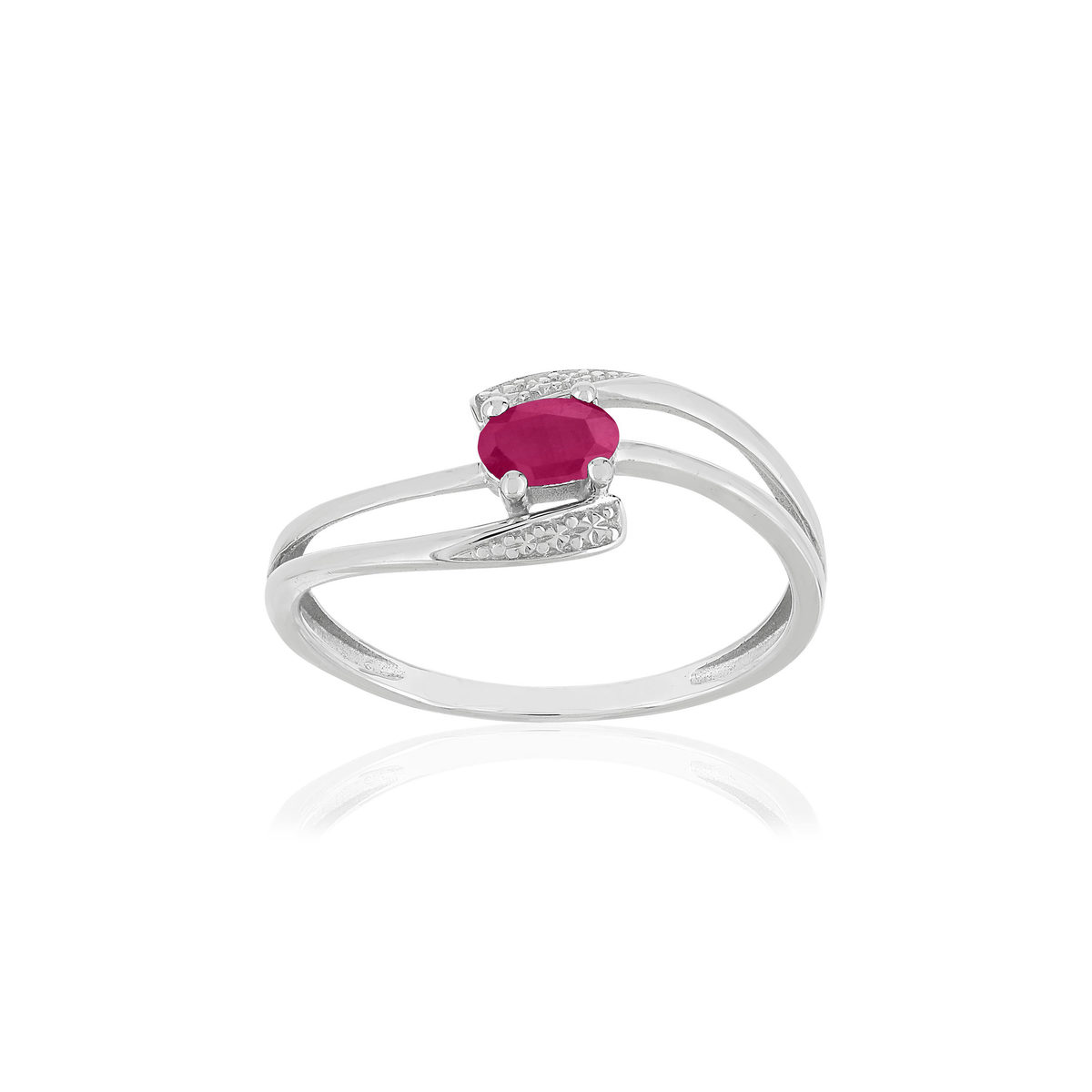 Bague or blanc 375, rubis