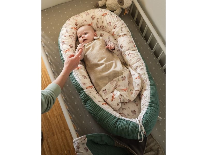 Ullenboom Babynest Cocoon Waldfreunde 55 x 95 cm Gemütliches Babynest für Neugeborene, 100% Oekotex, Made in EU