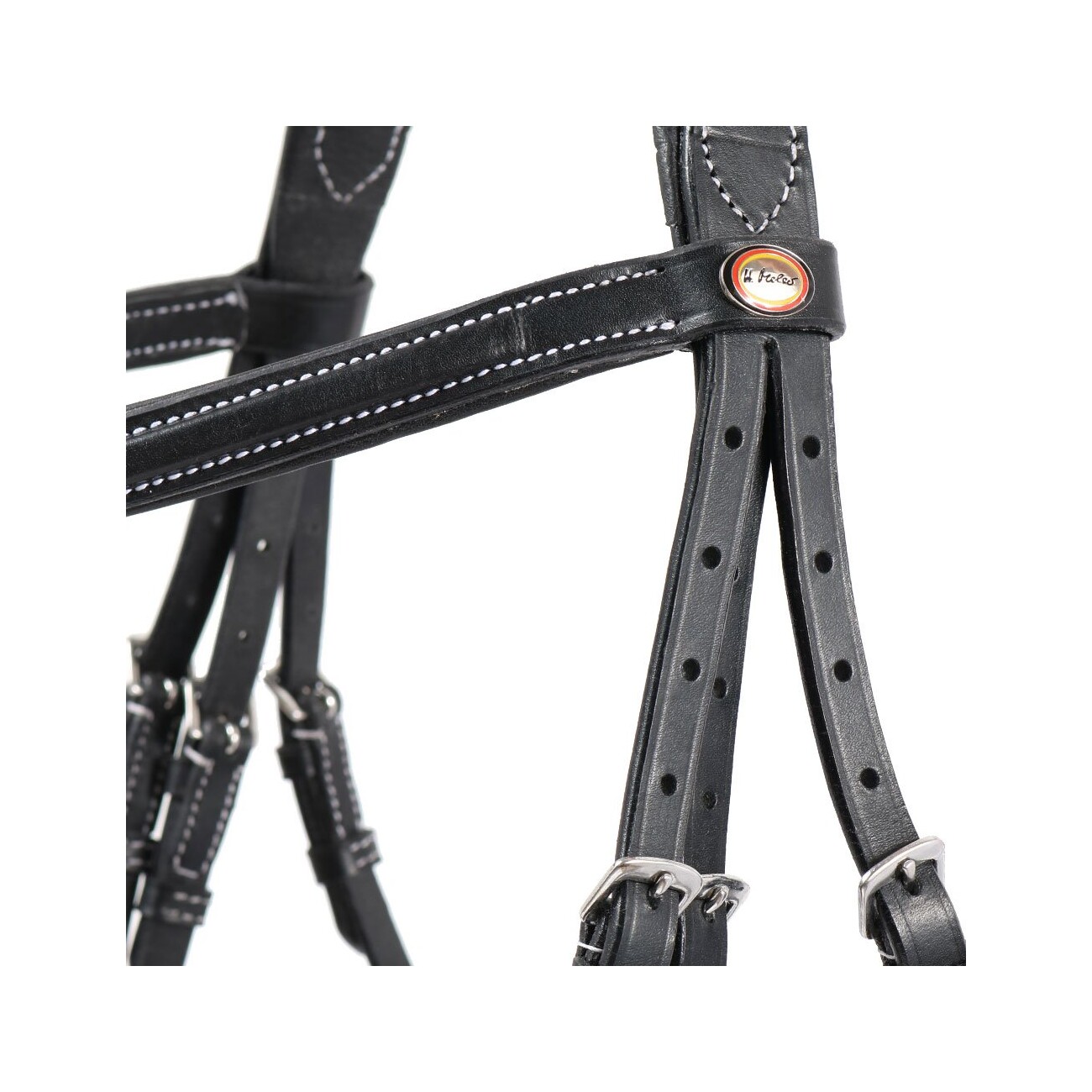 Hans Melzer Horse Equipment Hans Melzer Trense Rüspel schwarz/silber englisches Reithalfter