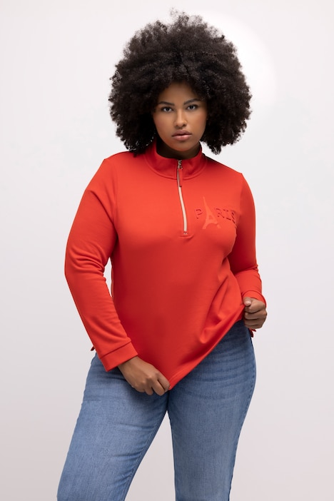 Sweatshirt, Eiffelturm, Stehkragen, Zipper, Langarm