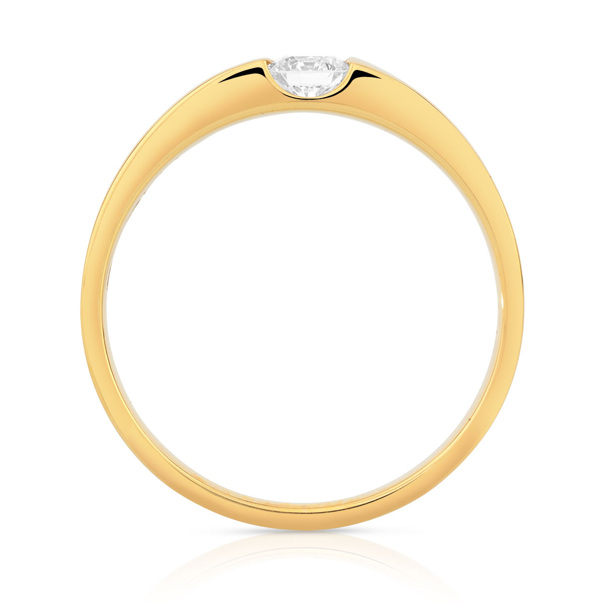 Bague solitaire or 750 jaune diamant 20/100e de ca