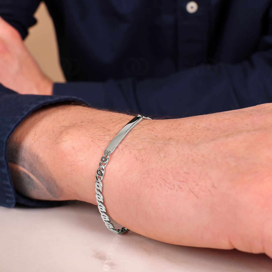 Gravurarmband Fantasie 925 Silber rhodiniert 3.8mm