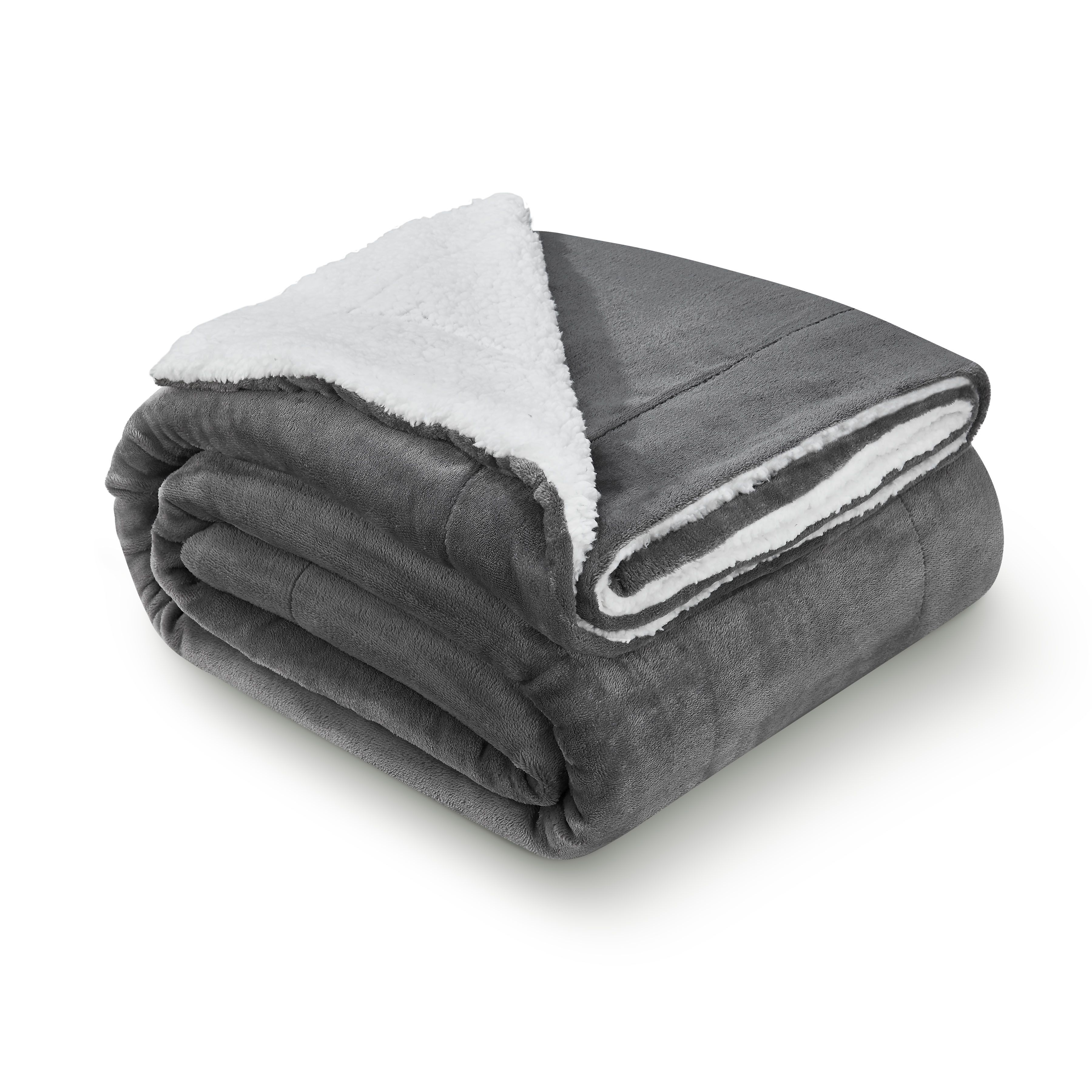Juskys Fleecedecke 150x200 cm mit Sherpa - flauschig, waschbar - Decke für Bett & Couch - Dunkelgrau