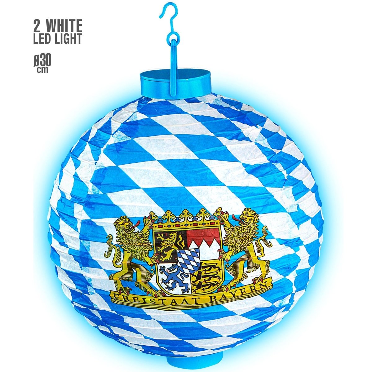 Oktoberfest Lampion Blauw Wit Met Lidlicht