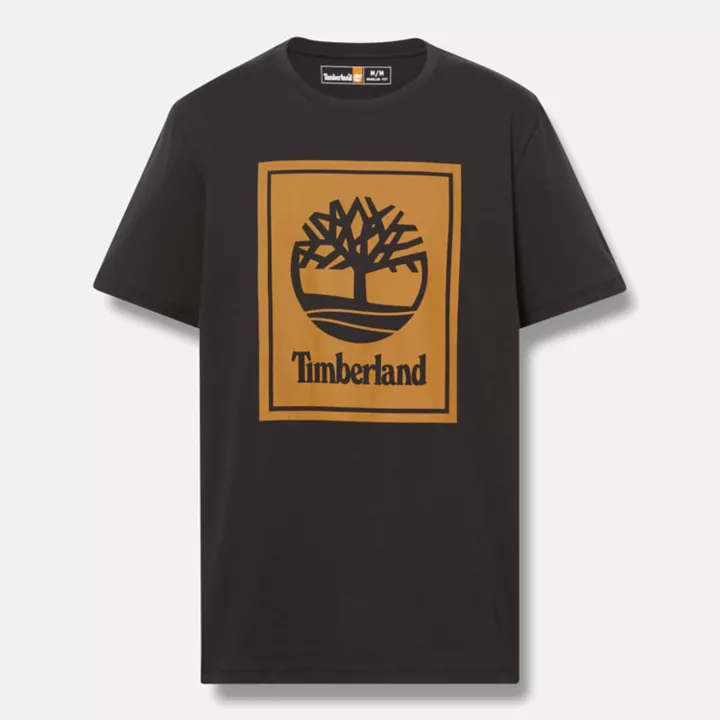 T-shirt à logo bloc pour homme en noir