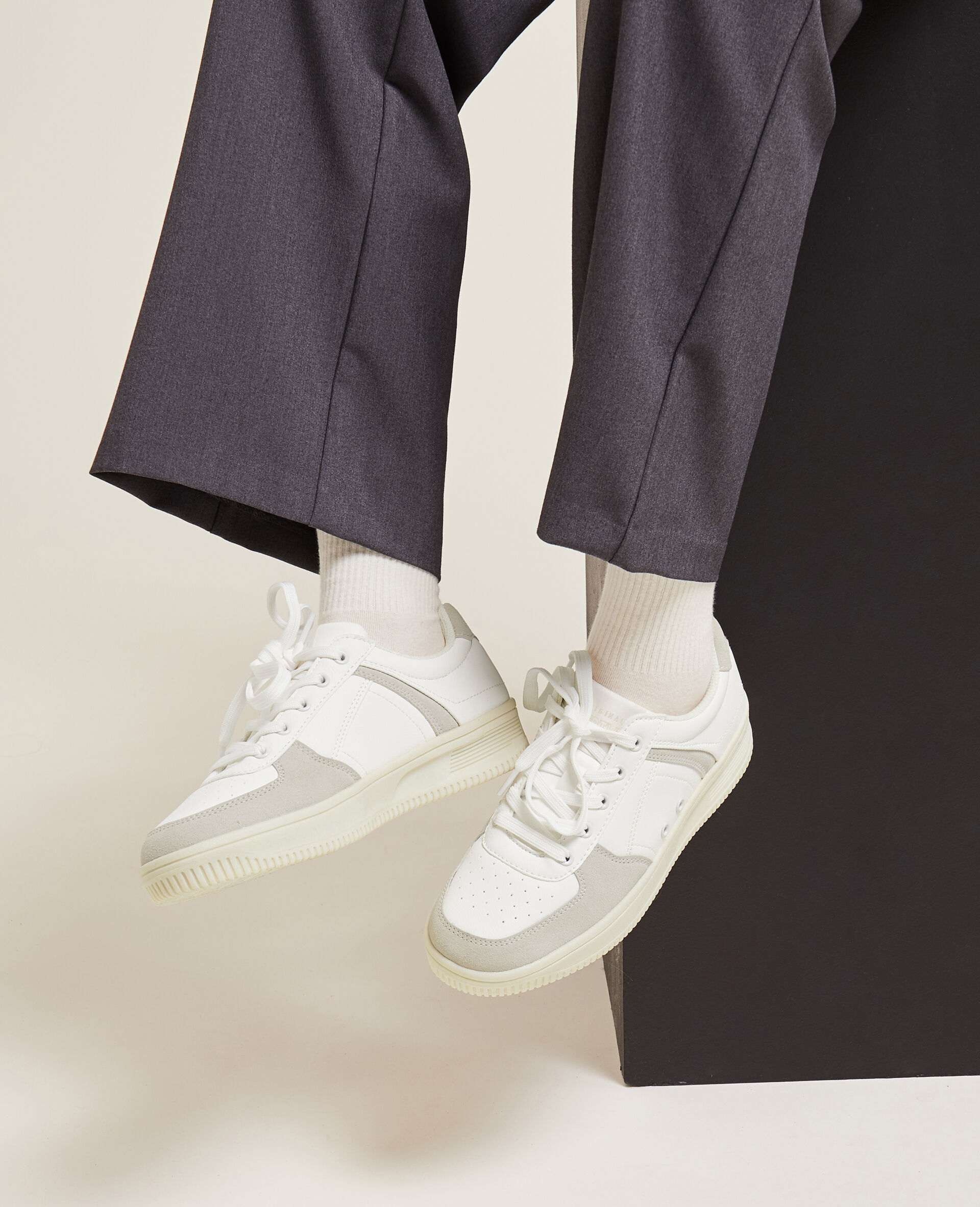 Sneakers bi-matière - Beige