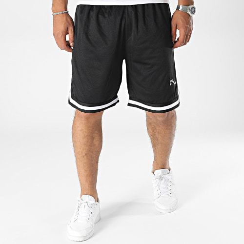 Short Jogging A Bandes Wave Noir Gris
