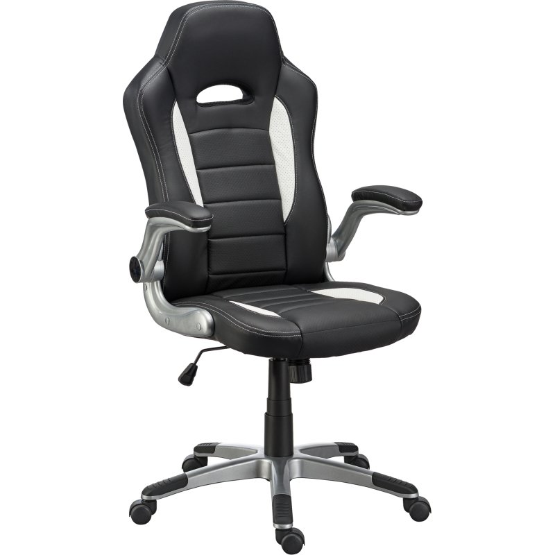 Fauteuil de bureau gamer NIGEL simili cuir - avec accoudoirs, appui-tête et soutien lombaire - Mécanisme Basculant centré - Pieds aluminium