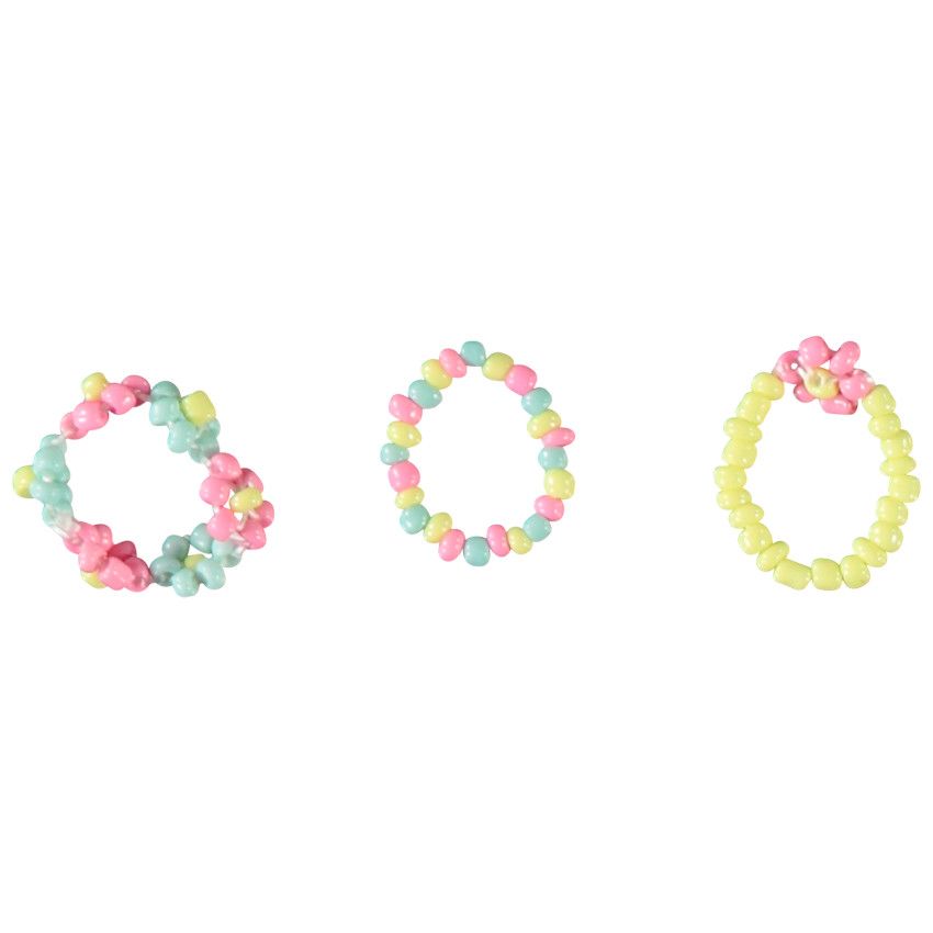 Lot de 3 bagues en perles fantaisie pour fille - Bleu moyen