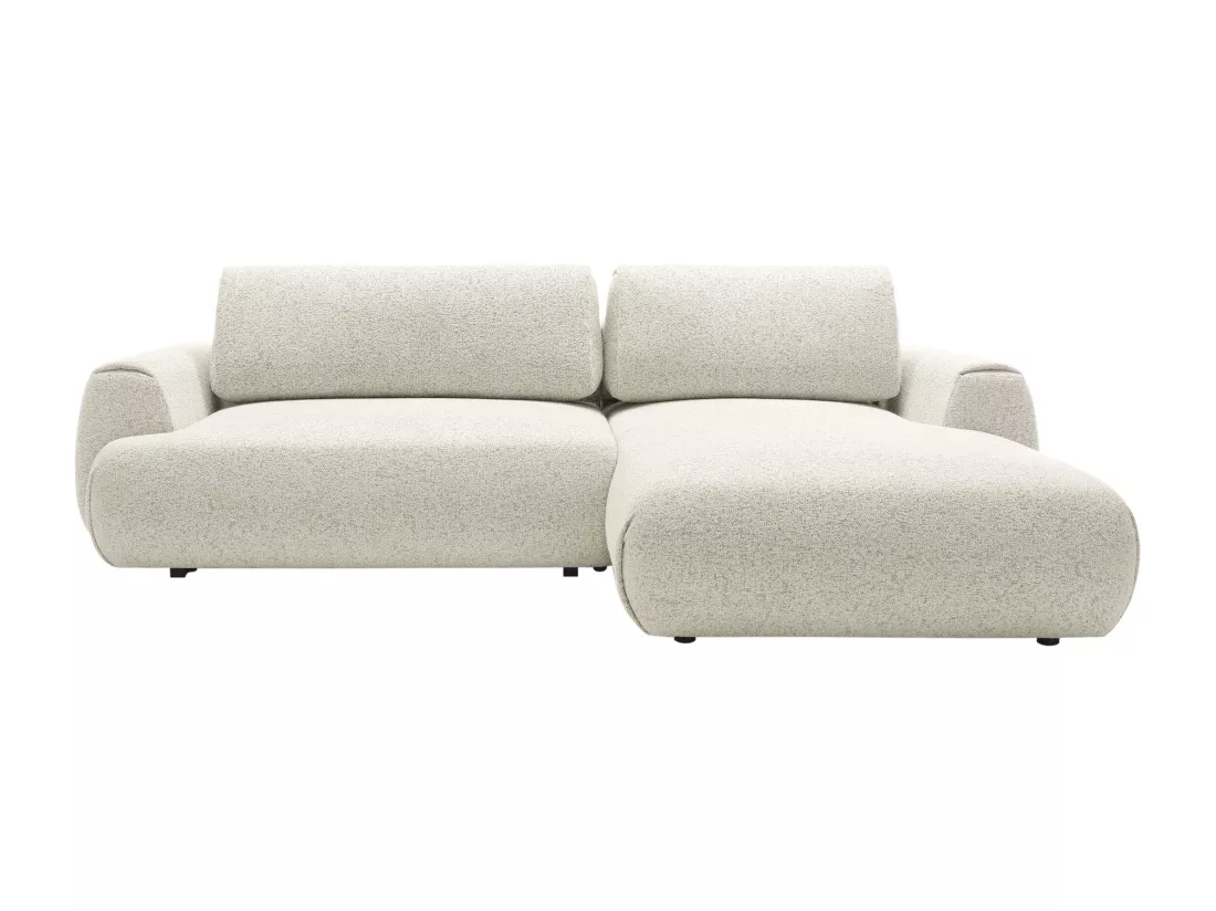 Canapé d'angle droit convertible en tissu texturé beige MONELIA