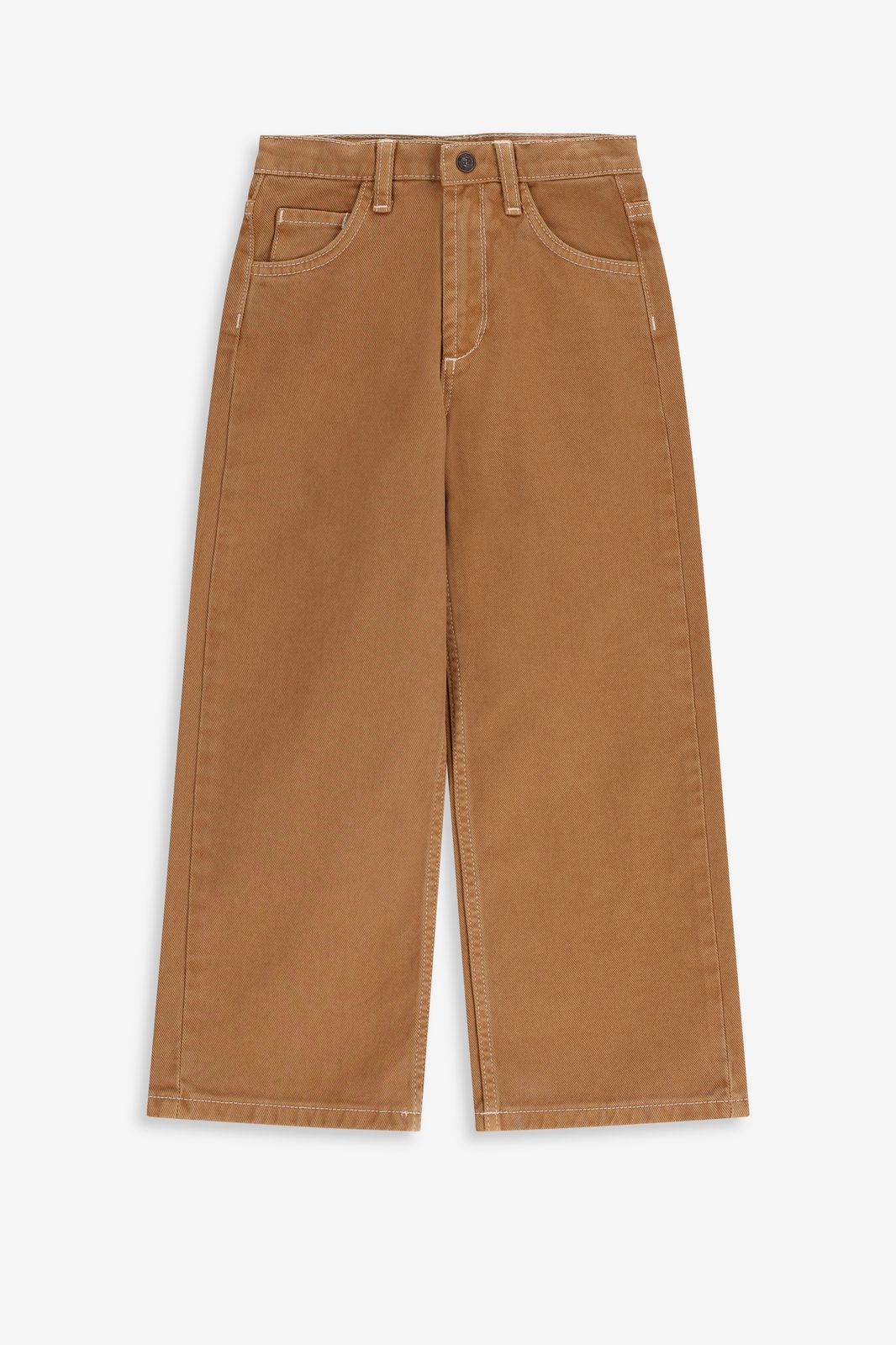 Lichtbruine denim wide leg jeans