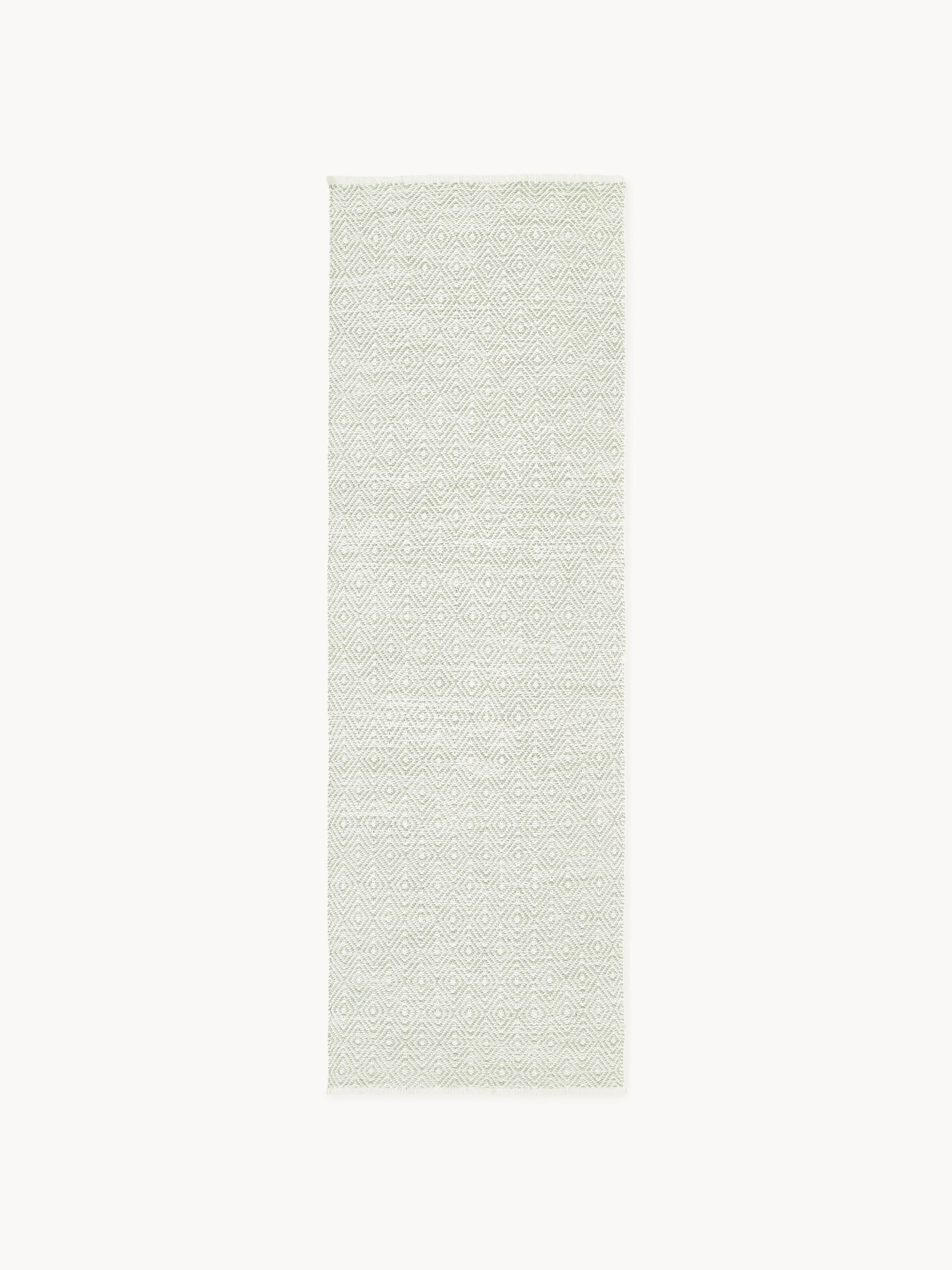 Handgeweven in- & outdoor loper Rika met vintage ruitjesmotief