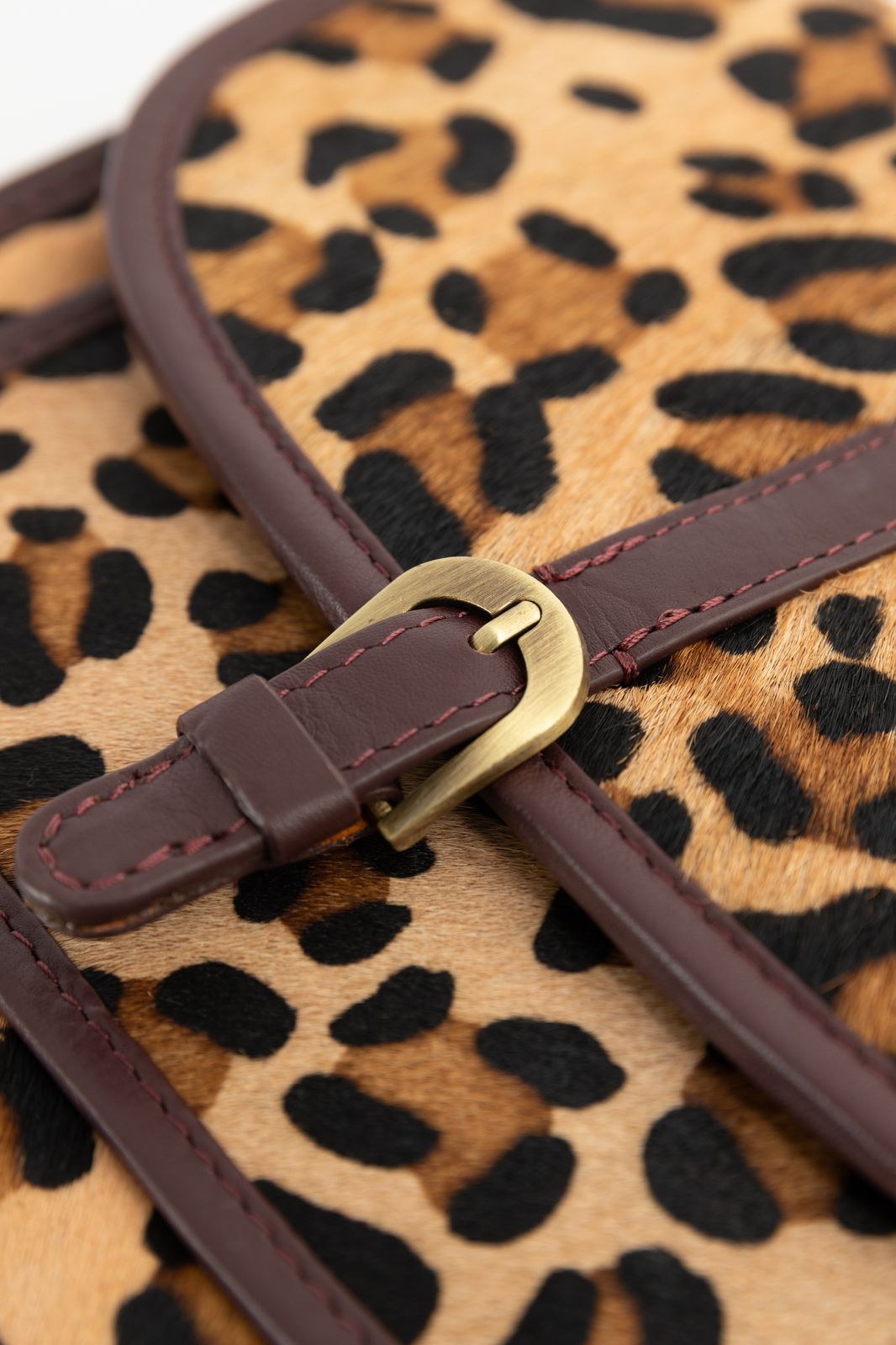 Bruine crossbody tas met leopard