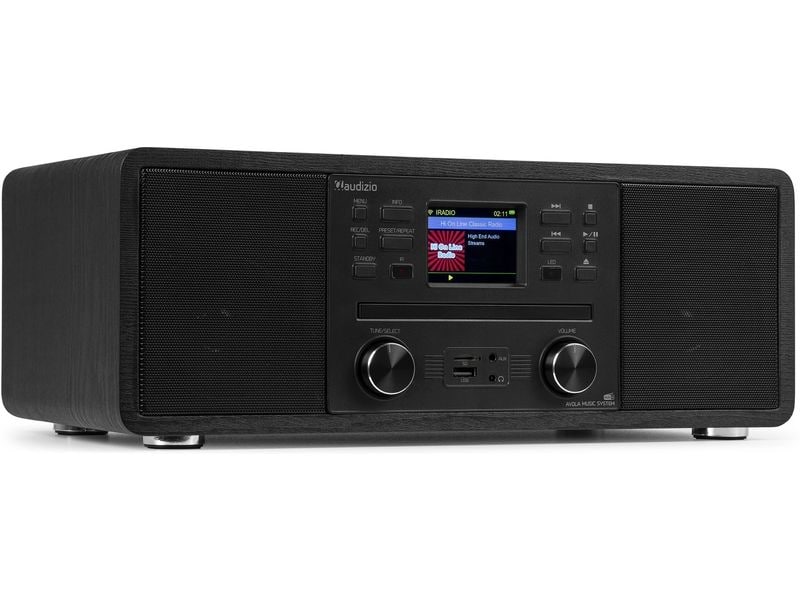 Audizio DAB  Radio Avola Schwarz DAB  Radio mit CD Spieler, Internet Radio und Bluetooth
