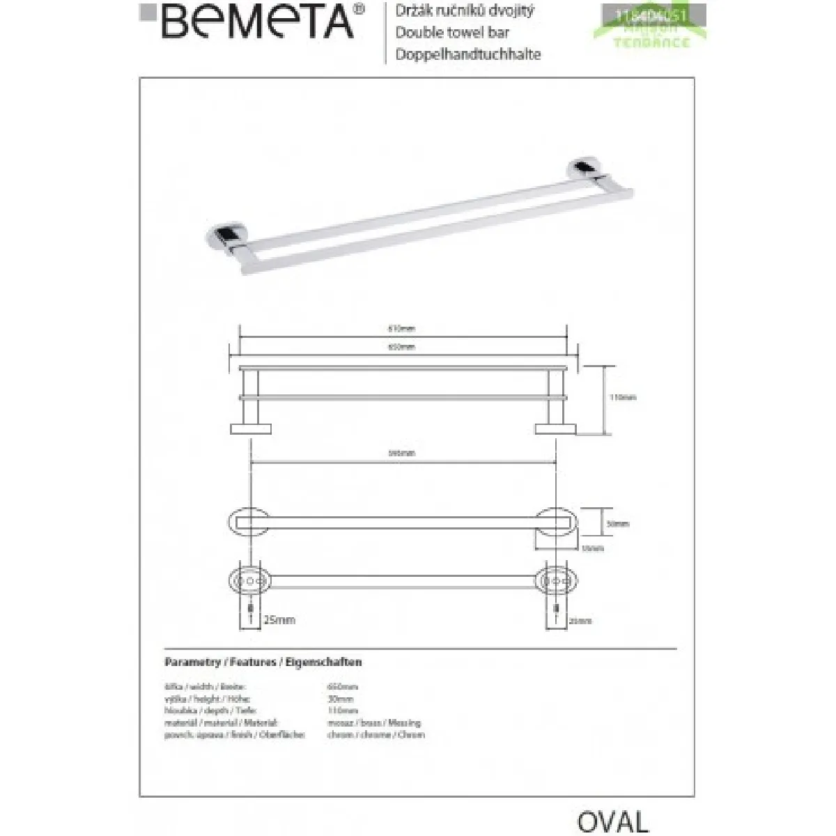 Bemeta - Maison De La Tendance Bemeta Porte-serviettes double de douche chrome