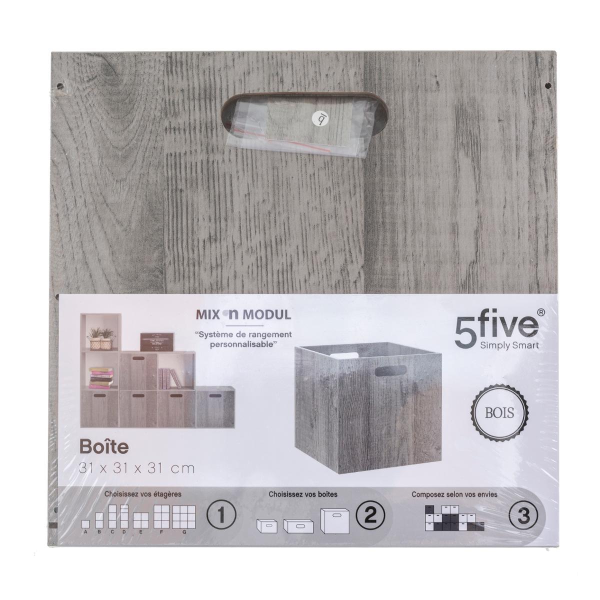 BOITE DE RANGEMENT 31X31CM BOIS GRIS