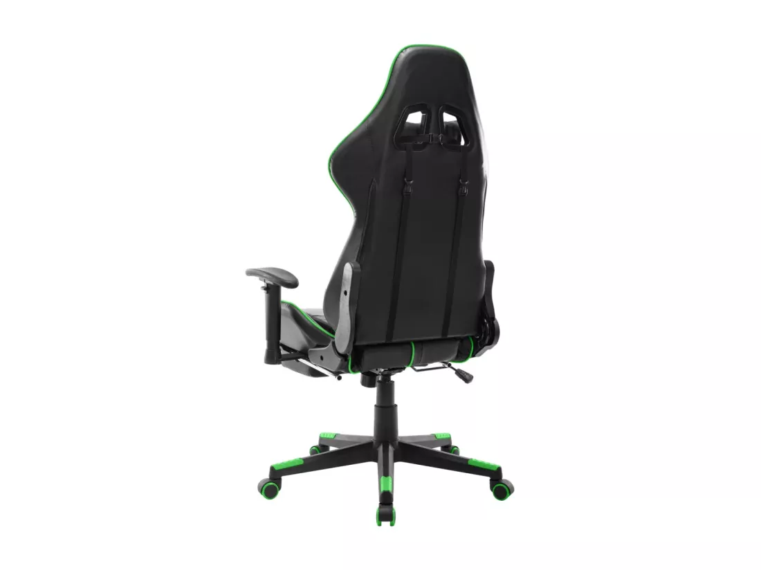 Chaise de jeu avec repose-pied Noir et vert Cuir artificiel