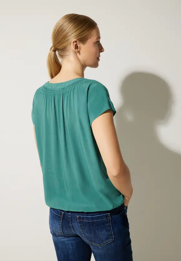 Viskosebluse mit Elastiksaum - lagoon green