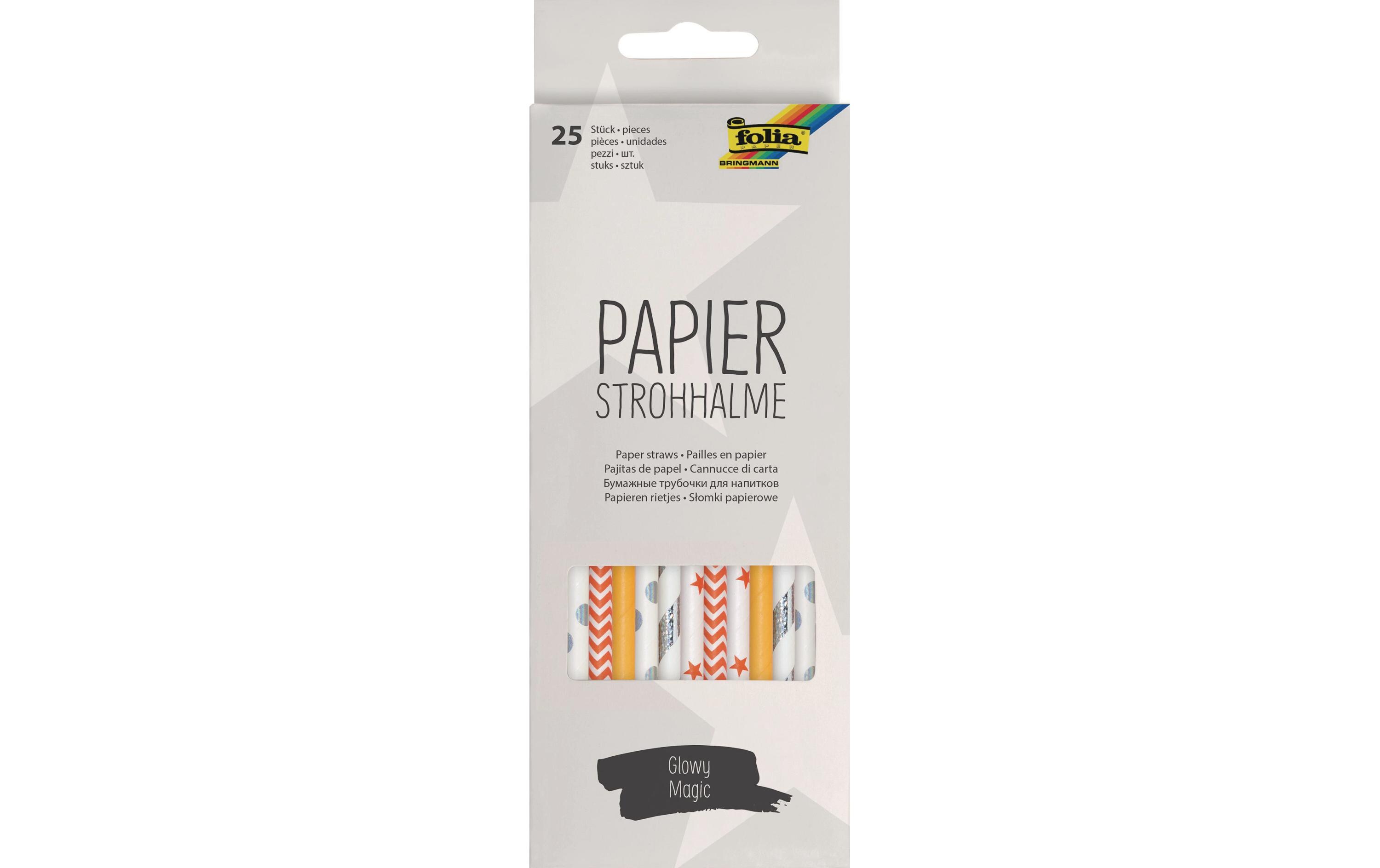 Strohhalm Papier, Glitzer, Mehrfarbig, 25 StückPapierstrohhalme mit Glitzer