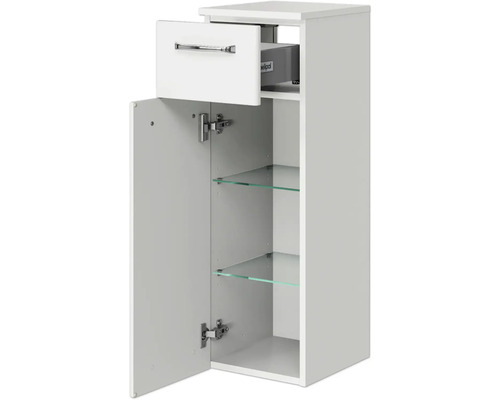 Pelipal Kumba badkamermeubelset, BxHxD 107 x 200 x 50 cm, glanzend witte fronten, 4-delige set met witte gegoten mineraalwastafel en badmeubel 99.770125091