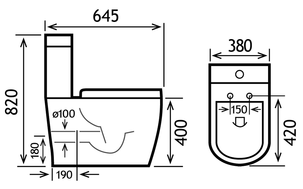 Eastbrook Metro randloze toiletpot back to wall wit glans