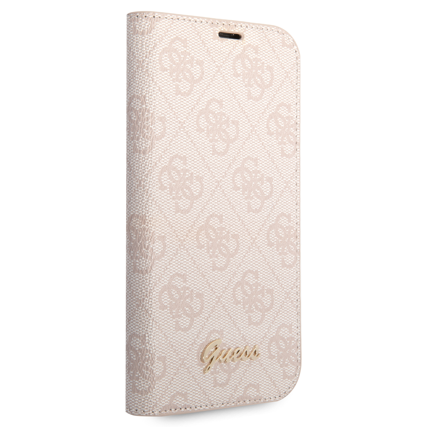 iPhone 14 Pro Leder Tasche Book 4G Vintage Logo (GUBKP14LHG4SHP) - Rosa