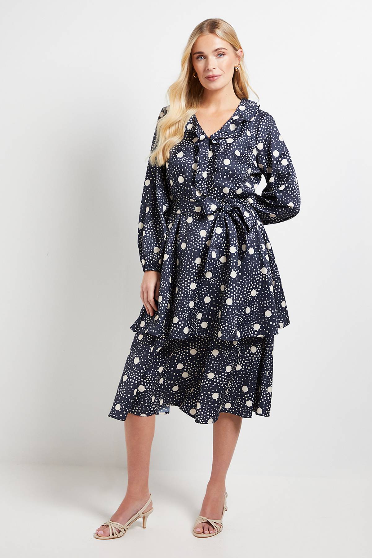 Wallis Robe Midi à Volants Floraux Petite Taille