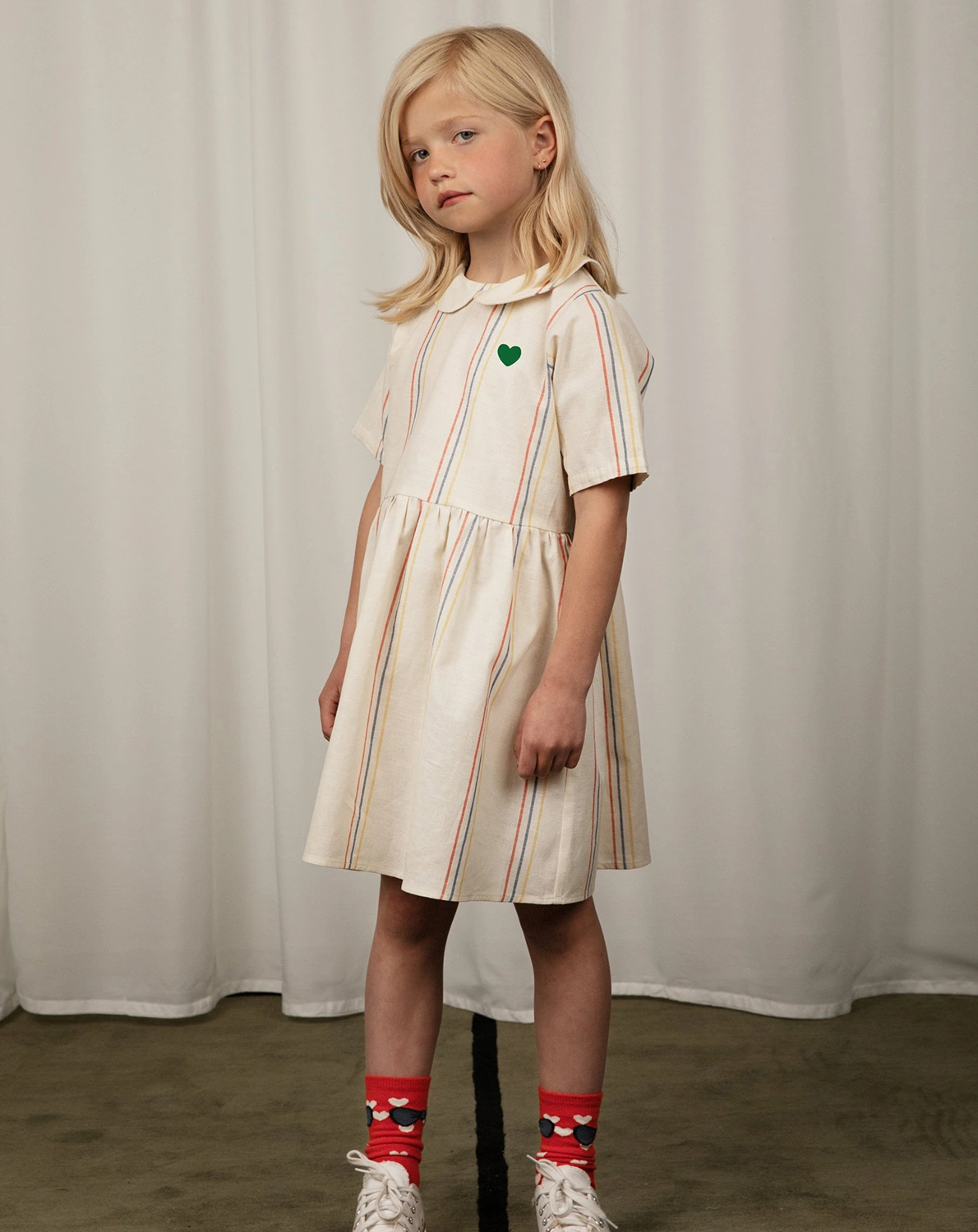 Kurzarm-Kleid STRIPES in offwhite