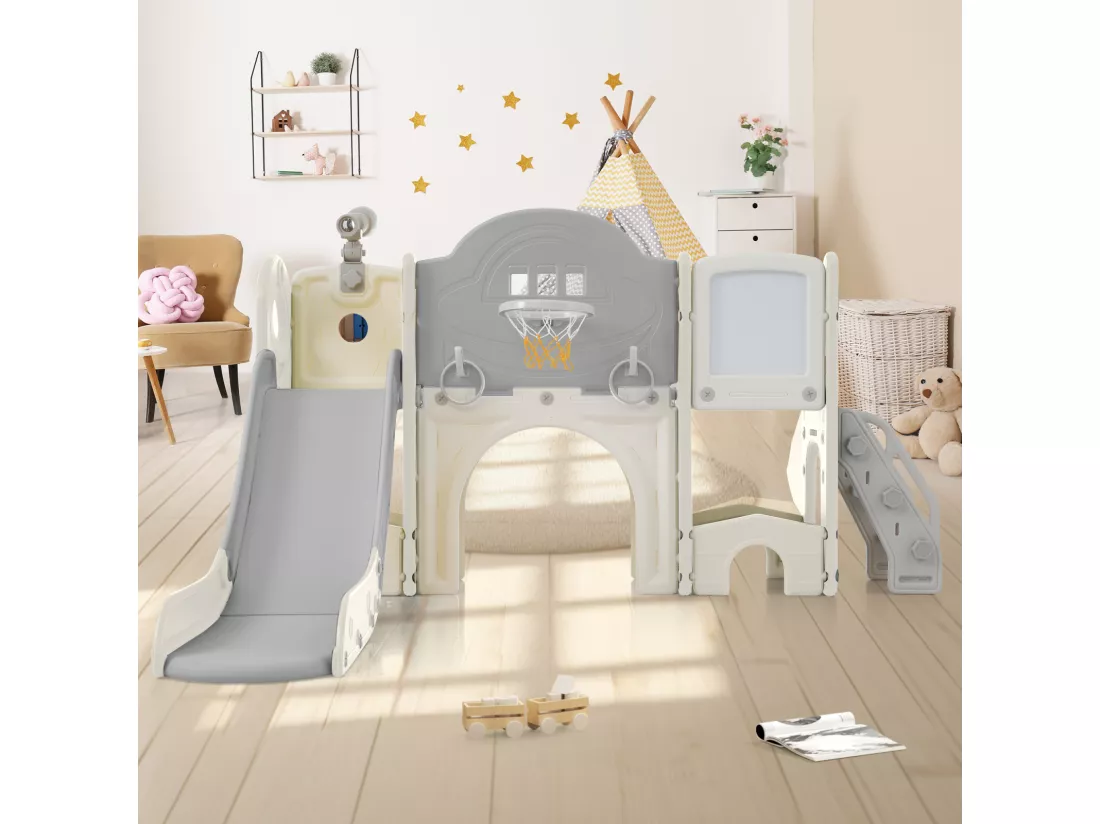 Jouet d'escalade pour enfants 10 en 1 avec toboggan, autoportant, escalade, jeu de forage, vert